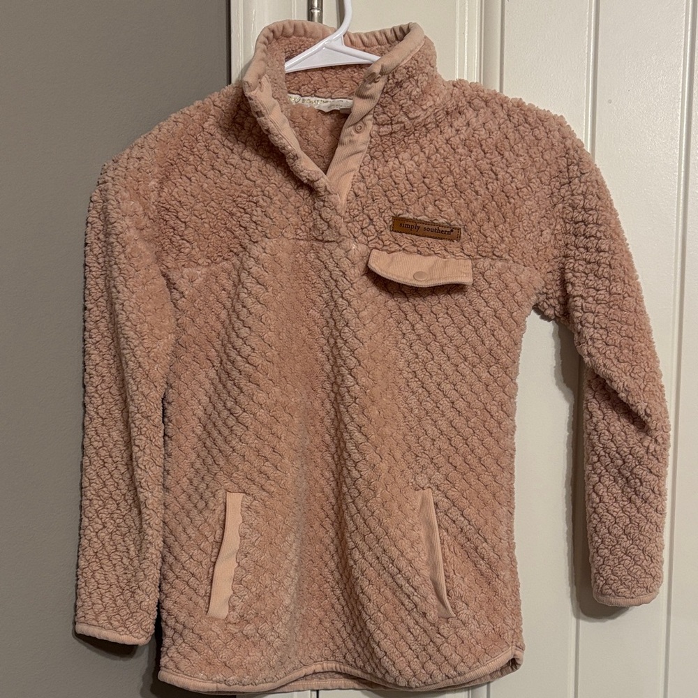 Simply Southern Kids Sherpa Pullover - Light Pink